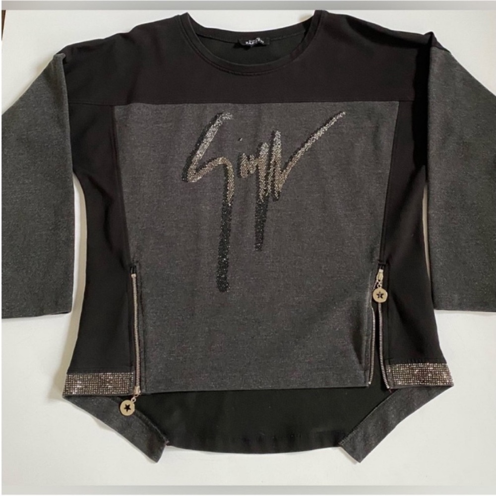 Giuseppe Zanotti Top embroidered sweatshirt with Swarovski crystals size Medium